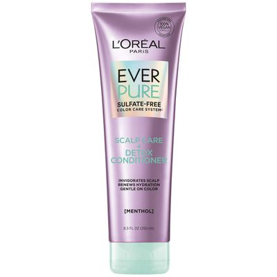 L&#39;Oreal Paris EverPure Scalp Care Detox Sulfate Free Conditioner for Color-Treated Hair, Invigorates Scalp and Renews Hydration, Menthol and Neem Leaf Extract, 8.5 Ounces