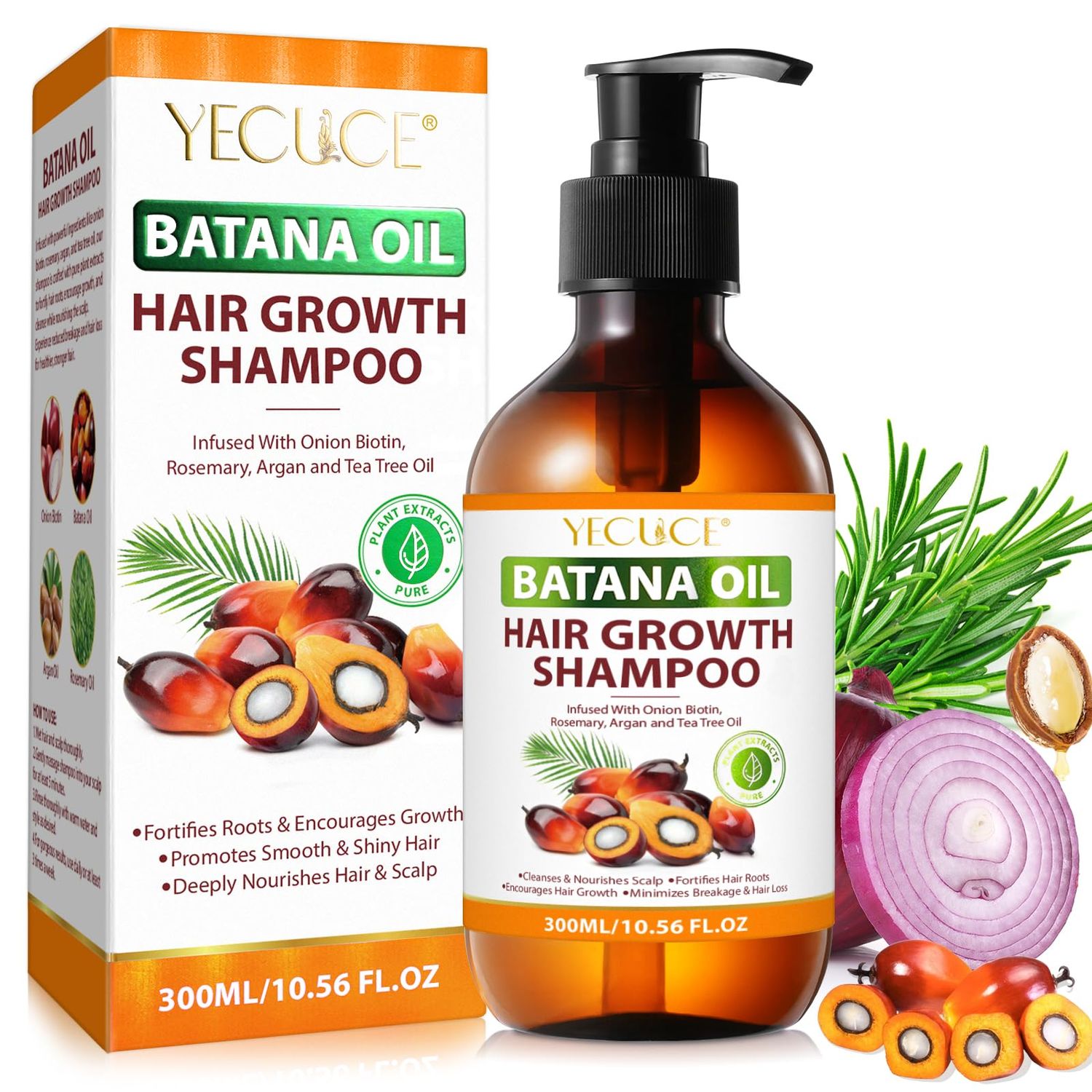 Batana Oil Shampoo,Batana With Onion Shampoo for Hair Growth for Thinning Hair and Hair Loss, Hair Growth Shampoo for All Style Hair for Men Women