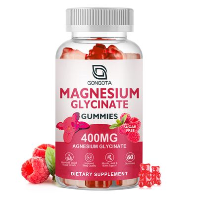 Magnesium Glycinate Gummies 400 mg with 100 mg Composite Magnesium - Chelated Magnesium Potassium Supplement with Vitamin D, B6 Supports Calm, Sleep, Memory Muscle Cramps,Sugar Free - 60 Gummies