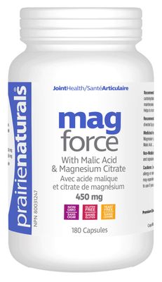 Prairie Naturals Mag Force Magnesium Malic Acid Capsules, 180 Count
