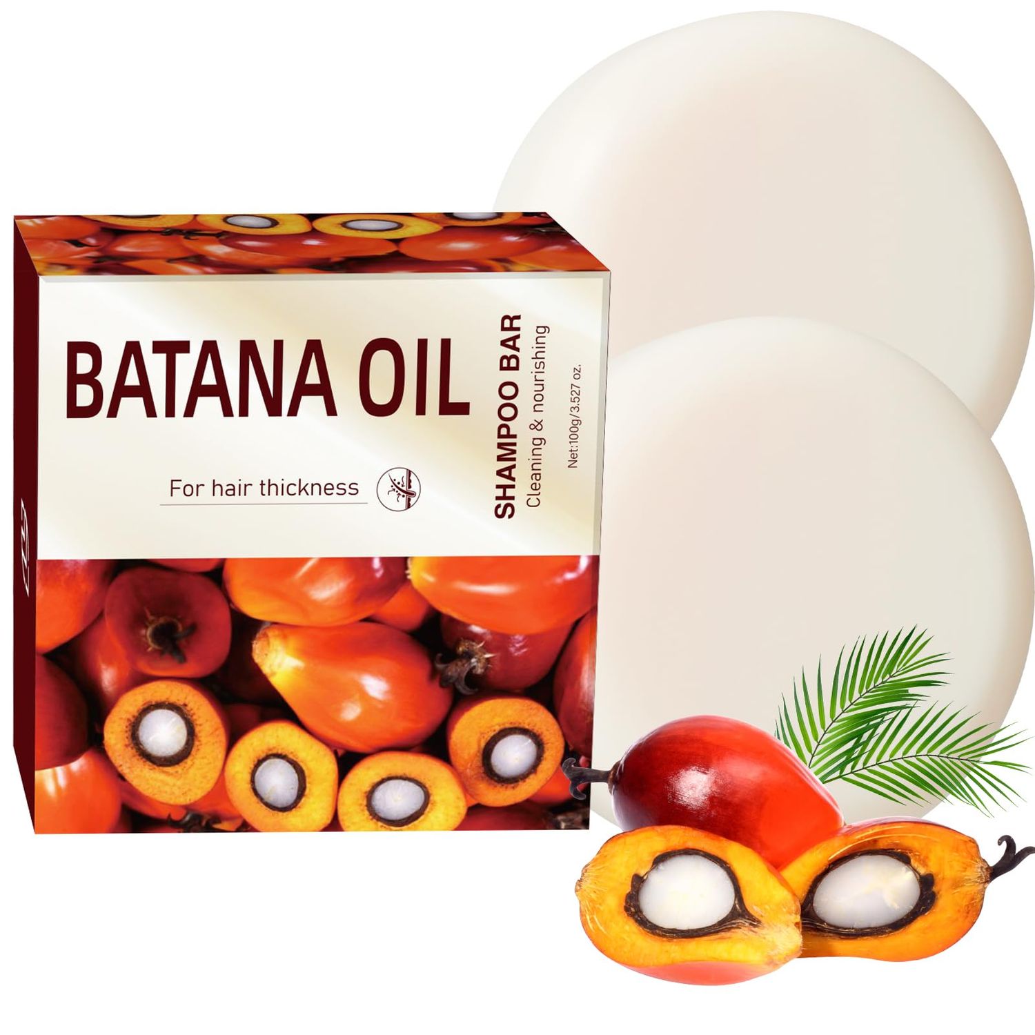 Hotiary Batana Oil Shampoo Bar for Hair Growth Dr. Sebi Batana Oil Bar from Honduras, Natural Batana Bars for Prevent Hair Loss,Thickening (Red, 2 Pack)