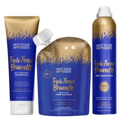 Not Your Mother&#39;s Triple Threat Brunette Collection: Toning Shampoo, Hair Masque, and Dry Shampoo (3-Pack) - Enhances Shine, Reduces Brass, Refreshes Hair