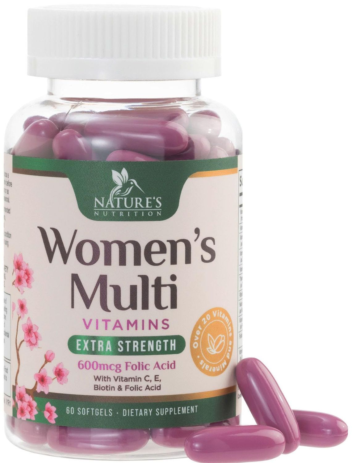 Multivitamin for Women with Iron, Calcium, Zinc, Vitamin A, C, D, E, B Vitamins for Bone, Skin Immune Health Support, Nature&#39;s Daily Womens Multivitamins for Women&#39;s Energy Health, 60 Softgels