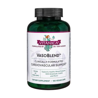 Vitanica VasoBlend - Heart Health Supplement with Folic Acid, Magnesium, CoQ10 Terminalia Arjuna Bark - Heart Health Supplement - Lady - 180 Vegan Caps
