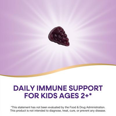 Nature's Way Sambucus Zero Sugar Immune Gummies for Kids, Daily Immune Support, Black Elderberry Extract, Vitamin C, Zinc, No Sugar Alcohols, Plant-Based Sweeteners, 70 Gummies