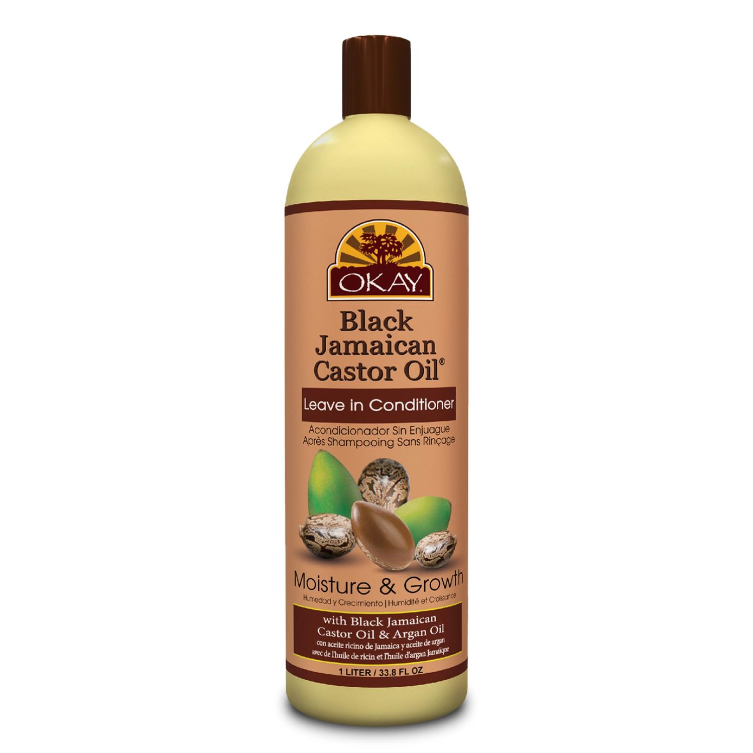 Okay Black Jamaican Castor Oil Leave In Conditioner - Hair Moisturizer for Women and Men, Natural Hair Product Curly Grease for Smooth, Moisturized Feel - 33.8 oz (Pack of 1)