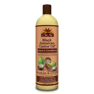 Okay Black Jamaican Castor Oil Leave In Conditioner - Hair Moisturizer for Women and Men, Natural Hair Product Curly Grease for Smooth, Moisturized Feel - 33.8 oz (Pack of 1)