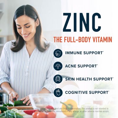 Zinc Supplement Microbeadlets for Immune Acne Support Highly Absorbable Zinc Bisglycinate Orotate with 2mg Chelated Copper Vitamin B6 Vegan, Gluten-Free 60 Capsules (2 Month Supply)
