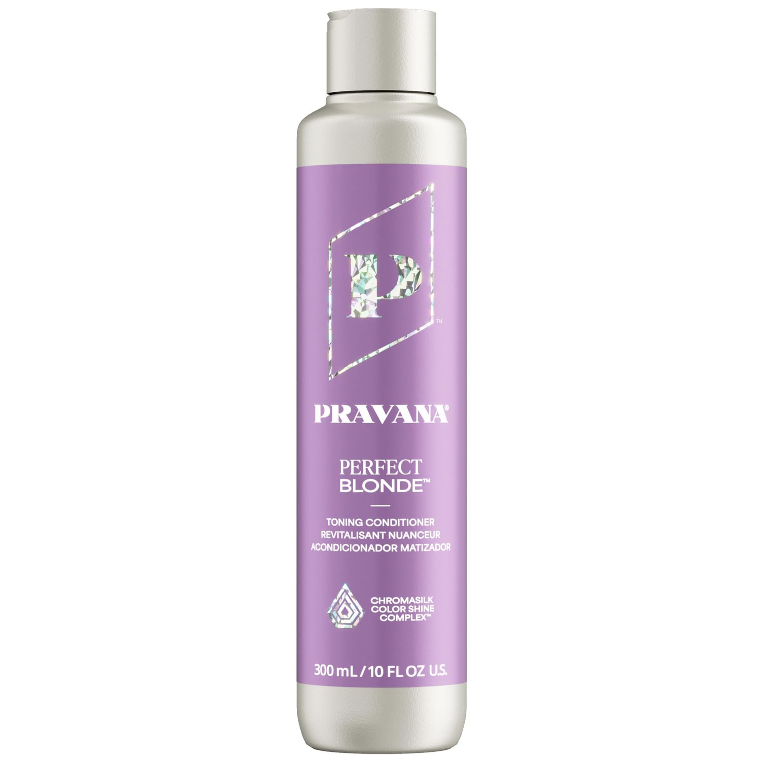 Pravana The Perfect Blonde Purple Toning Conditioner Neutralizes Brassy, Yellow Tones For Color Treated Hair Chromasilk Enhances Shine Protection Vegan, Paraben Sulfate Free 10 Fl Oz
