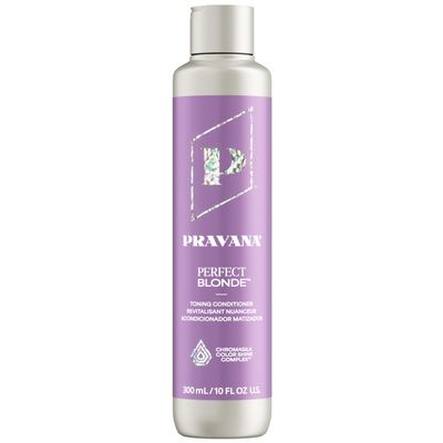 Pravana The Perfect Blonde Purple Toning Conditioner Neutralizes Brassy, Yellow Tones For Color Treated Hair Chromasilk Enhances Shine Protection Vegan, Paraben Sulfate Free 10 Fl Oz