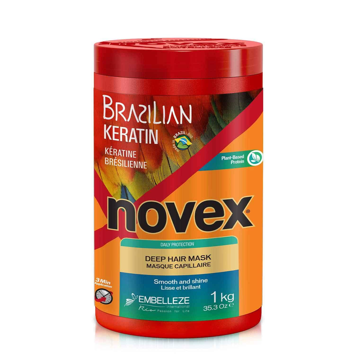 NOVEX Hair Conditioning Mask, Keratin for Frizz Control Damage Repair, Ultra Concentrated Formula, 1kg 35.3 oz