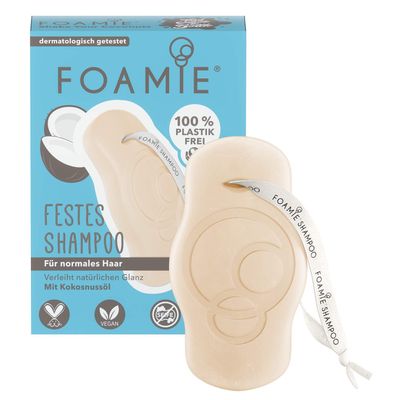 Foamie Solid Shampoo, Normal Hair Curls with Coconut Oil, Hair Shampoo for Natural Shine 100 Vegan, Plastic-Free, 80 g