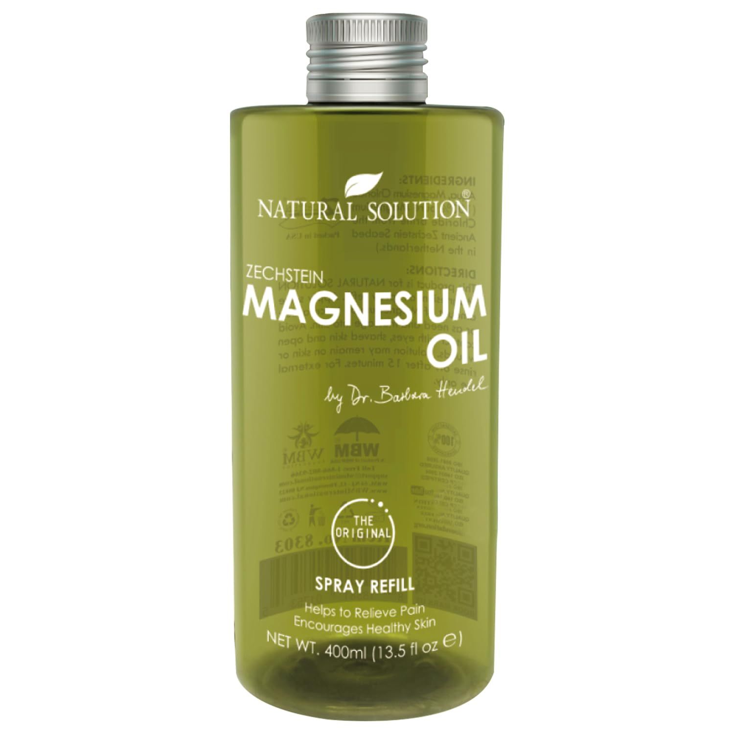Natural Solution Pure Zechstein Magnesium Oil Spray Refill - 13.52 Oz Magnesium Oil Spray for Muscle Relaxations Joint Relief Easy Refill Bottle
