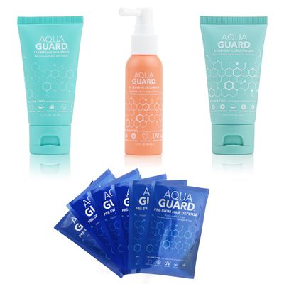 AQUA GUARD Travel Pack (Conditioner, Shampoo, Detangler, packets of Pre-swim Hair Defense)