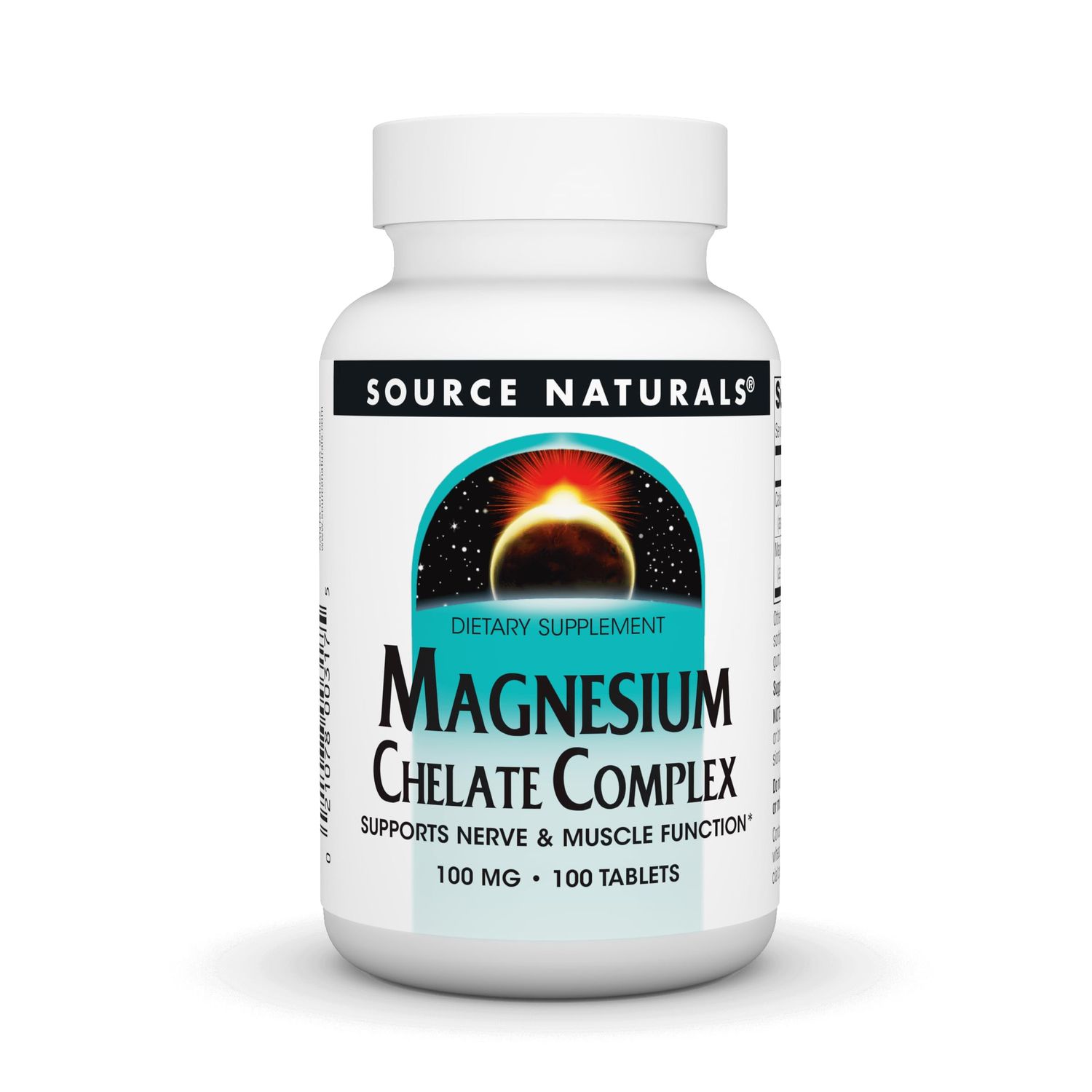 Source Naturals Magnesium Chelate Complex, Supports Nerve Muscle Function, 100 mg -100 Tablets