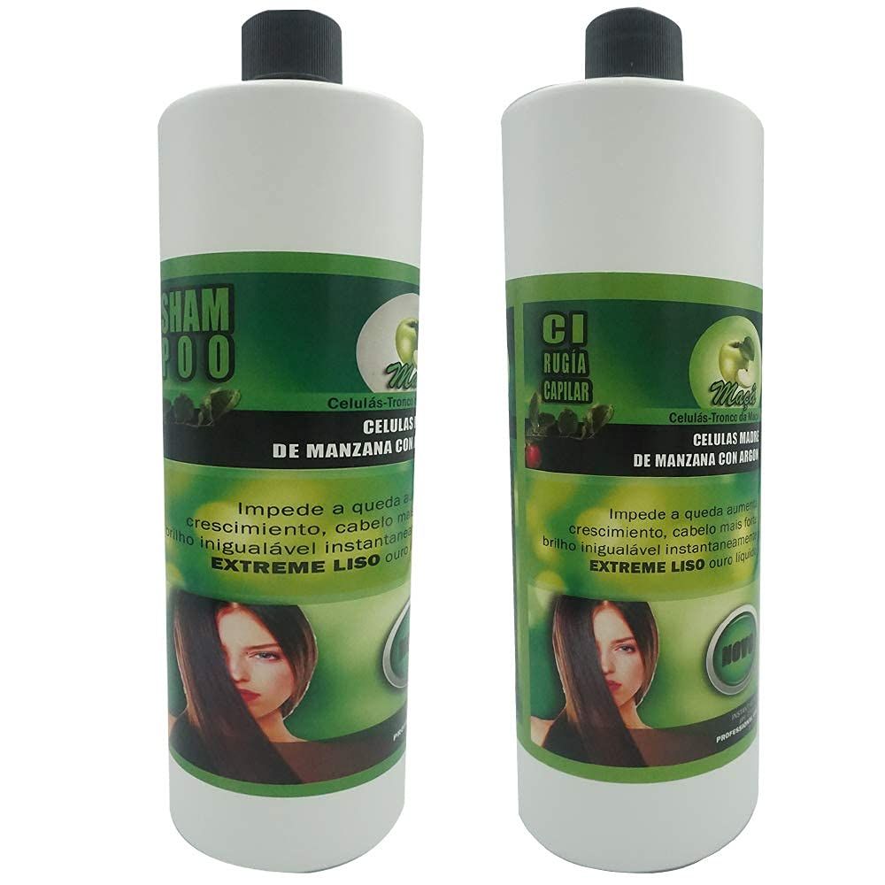 Cirugia Capilar De Celulas Madres De Manzana Con Argan (32 oz Shampoo) Alisado Perfecto Y natural. (32oz)