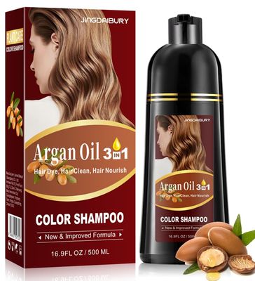 Msktasy Dark Coffee Hair Dye Shampoo, 3 in 1 Argan Oil Hair Color Shampoo for Women Men, Long-Lasting Natural-Looking vibrant Color, Easy to Use, Champu Para Canas, Para el Cabello, 500 Ml