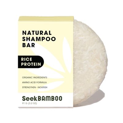 Seek Bamboo - Rice Shampoo Bar - Strengthening Smoothing with Rice Oil, Avocado Shea Butters, Plastic-Free for All Hair Types