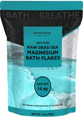 Aromasong Magnesium Flakes from The Dead Sea, 14 OZ. Resealable Pack- Muscle Relaxing Magnesium Chloride Bath Salts Soak.
