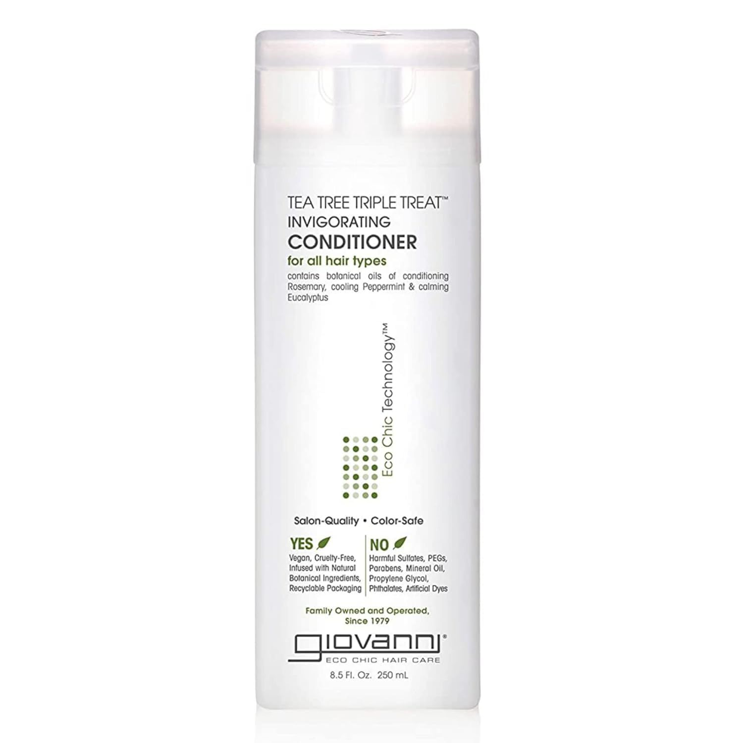 GIOVANNI Tea Tree Triple Treat Invigorating Conditioner - Cooling Peppermint, Eucalyptus, Rosemary, Helps Dry Flaking Scalp, Paraben Free, Helps to Moisturize, Smooth Detangle- 8.5 oz (1 Pack)