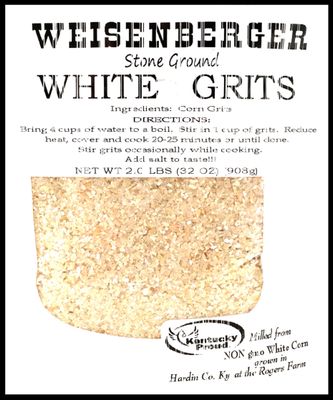 Weisenberger Stone Ground Grits, White- Authentic, Old Fashioned, Southern Style Corn Grits - Local Kentucky Proud Product - Non-GMO, Coarse Ground - White, 2 lb