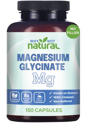 Why Not Natural Magnesium Glycinate 500 mg Capsules Supplement - Vegan, 100 Pure, No Filler - Supports Sleep and Relaxation