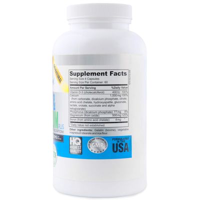 Best Calcium Magnesium Vitamin D3 400 IU - Highly Absorbable with Boron - 10 Forms of Calcium Phosphorus for Bone Strength - All Natural - 240 Capsules - 2 Month Supply!