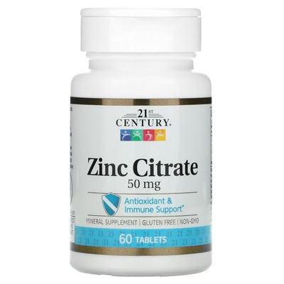 21st Century HealthCare Zinc Citrate Tablets 50mg, 60 Count