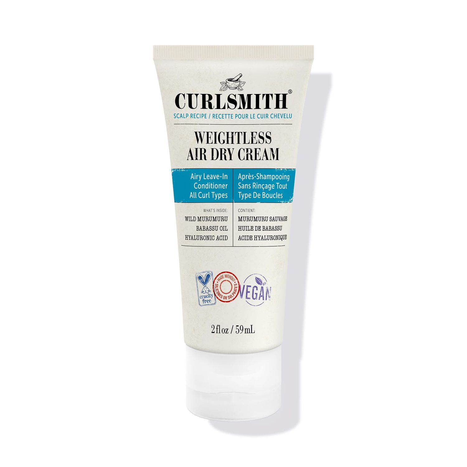 CURLSMITH - Weightless Air Dry Cream - Vegan Leave-In Conditioner for Any Hair Type, Smooths Hair (2fl.oz)