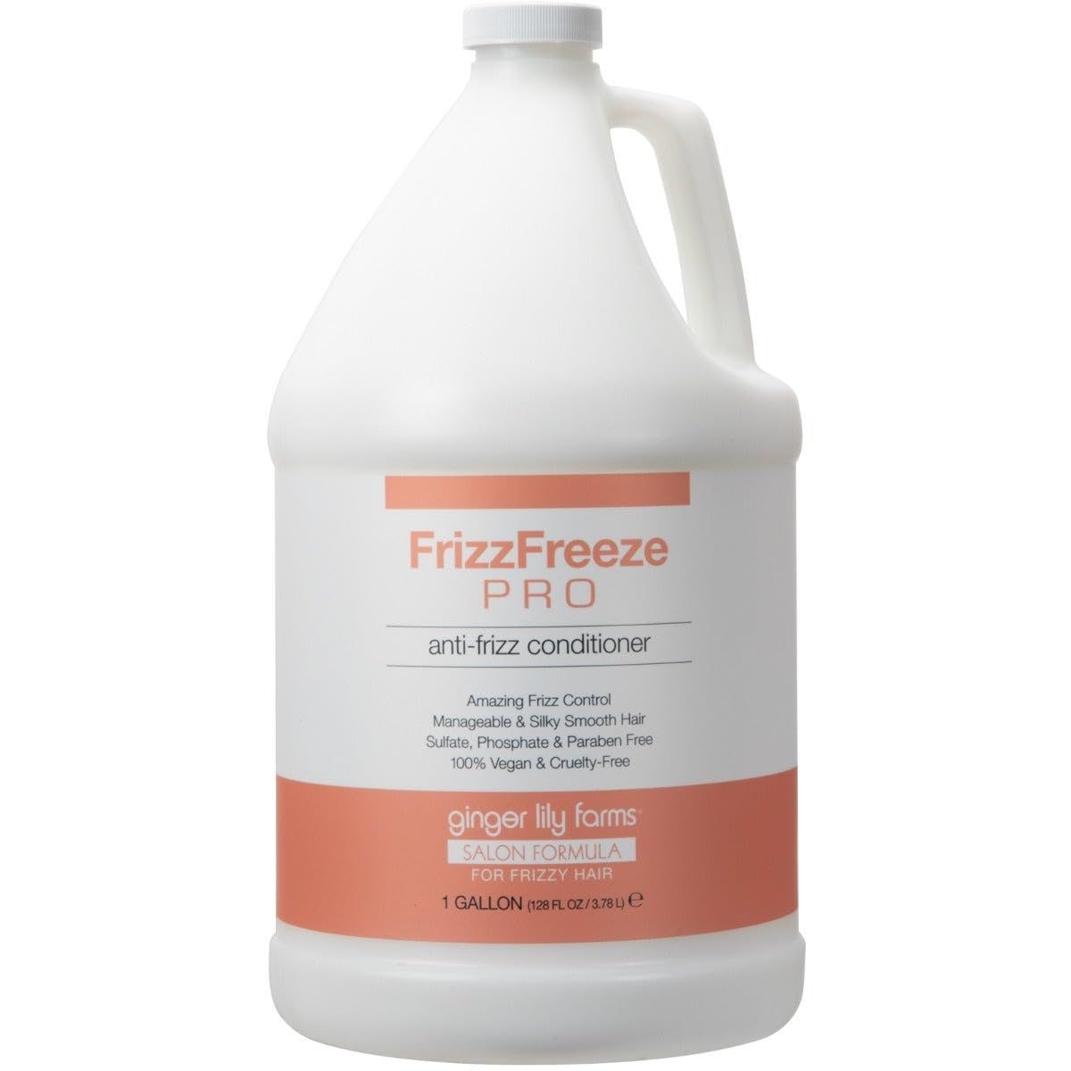 Ginger Lily Farms Salon Formula FrizzFreeze Pro Anti-Frizz Conditioner for Frizzy Hair, 100 Vegan Cruelty-Free, 1 Gallon (128 fl oz) Refill