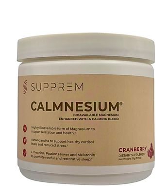 Calmnesium Cranberry Magnesium Glycinate Supplement, 400 mg L-Theanine, 300 mg Ashwagandha, Melatonin Natural Flavor for Focus and Calm