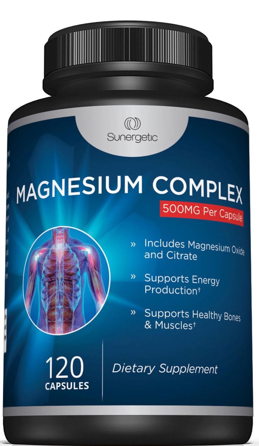 Premium Magnesium Citrate Capsules - Powerful 500mg Magnesium Oxide Citrate Supplement - Helps Support Healthy Bones, Muscles, Teeth, Energy Relaxation - 120 Vegetable Capsules