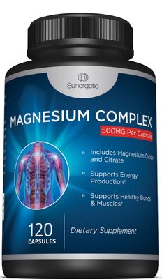 Premium Magnesium Citrate Capsules - Powerful 500mg Magnesium Oxide Citrate Supplement - Helps Support Healthy Bones, Muscles, Teeth, Energy Relaxation - 120 Vegetable Capsules