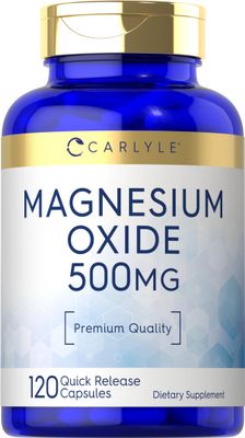 Carlyle Magnesium Oxide 500mg 120 Capsules Premium Quality Non-GMO and Gluten Free Supplement