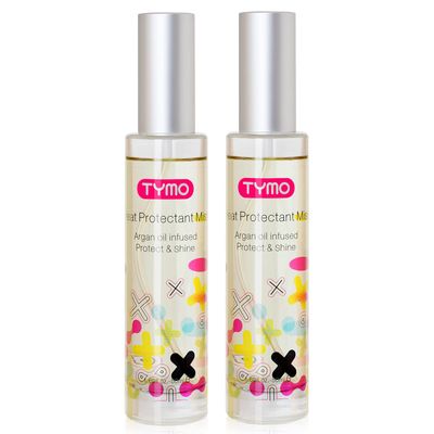 TYMO Heat Protectant for Hair with Argan Oil for Heated Styling Tools, Leave in Conditioner Spray to Smooth Hydrate, Natural Pure Formulation, Multi-benefit Treatment, Lightweight Spray, Pack of 2