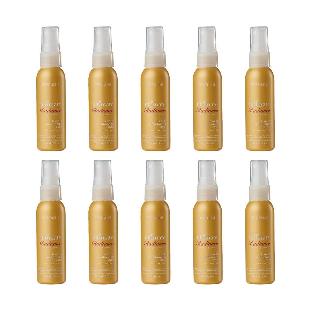Ultimate Radiance Leave-In Conditioning Styler, 2 oz (10 Pack) - Regis DESIGNLINE - Deep Conditioner Treatment that Reconstructs Damaged Hair and Repairs Split Ends (2 oz)