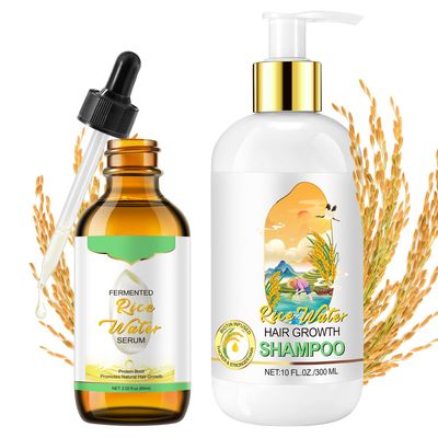 Fermented Rice Water Shampoo with Biotin, Hair Growth Oil for Dry Damaged Hair, Serum for Thinning Hair Loss - For All Hair Types, Men Women