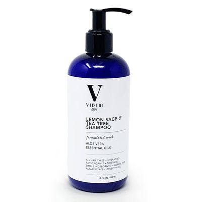 Videri Sulfate Free Shampoo for Oily Hair Lemon Sage and Tea Tree Shampoo. Hydrate with Essential Oils, Aloe Vera Antioxidants. Uplifting Fresh Citrus Scent, Vegan, Large 12 fl oz