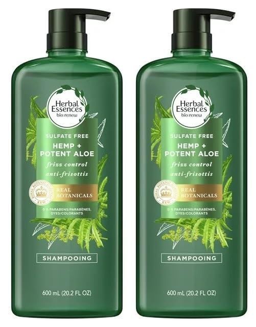 Herbal Essences Bio: Renew Hemp Potent Aloe Sulfate Free Shampoo Frizz Control 20.2 fl oz (Pack of 2)