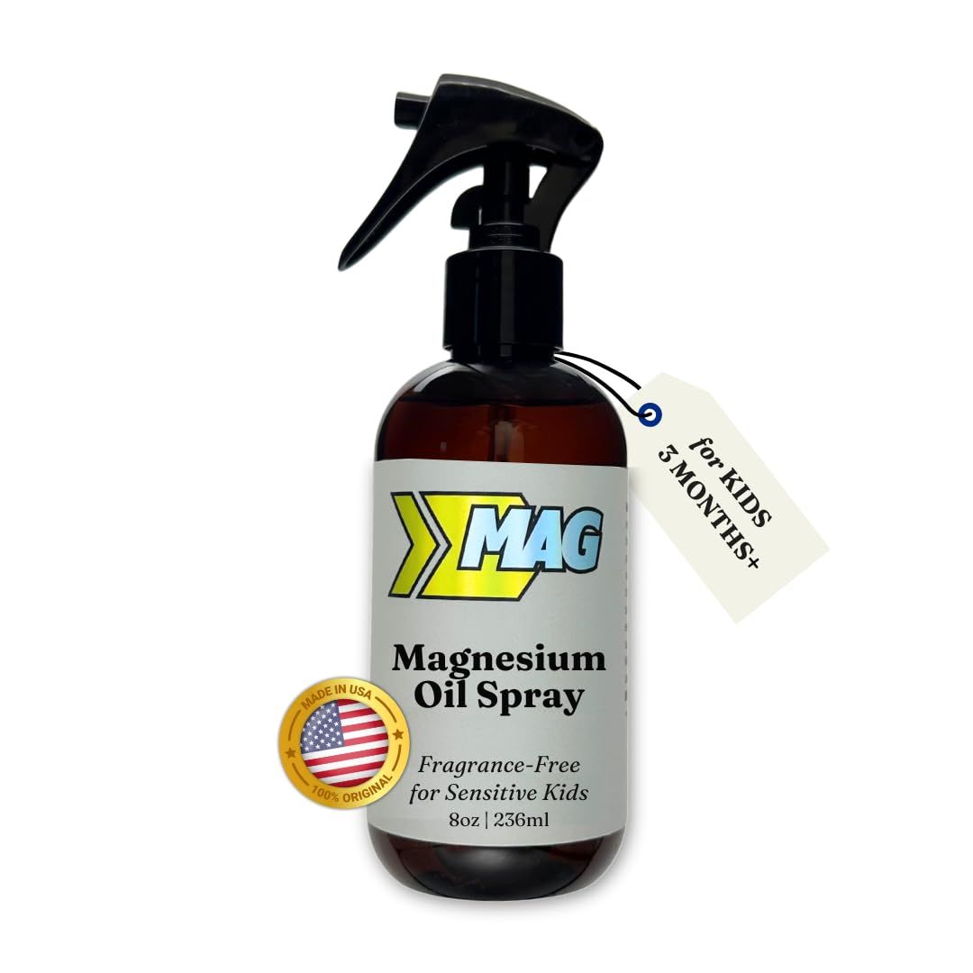 Magnesium Spray for Kids Toddlers - Restlful Sleep, Calm Bedtime, Growing Pains, Active Play Recovery - Pure, All-Natural, Gentle for Sensitive Skin, Fragrance-Free - 8 fl oz by MAG Recovery