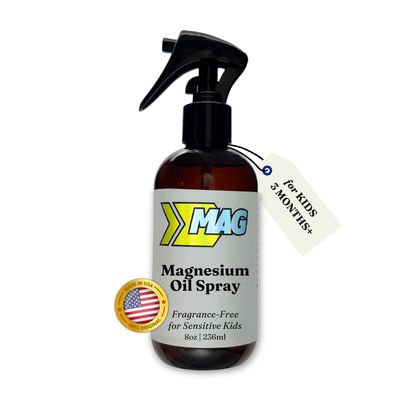 Magnesium Spray for Kids Toddlers - Restlful Sleep, Calm Bedtime, Growing Pains, Active Play Recovery - Pure, All-Natural, Gentle for Sensitive Skin, Fragrance-Free - 8 fl oz by MAG Recovery