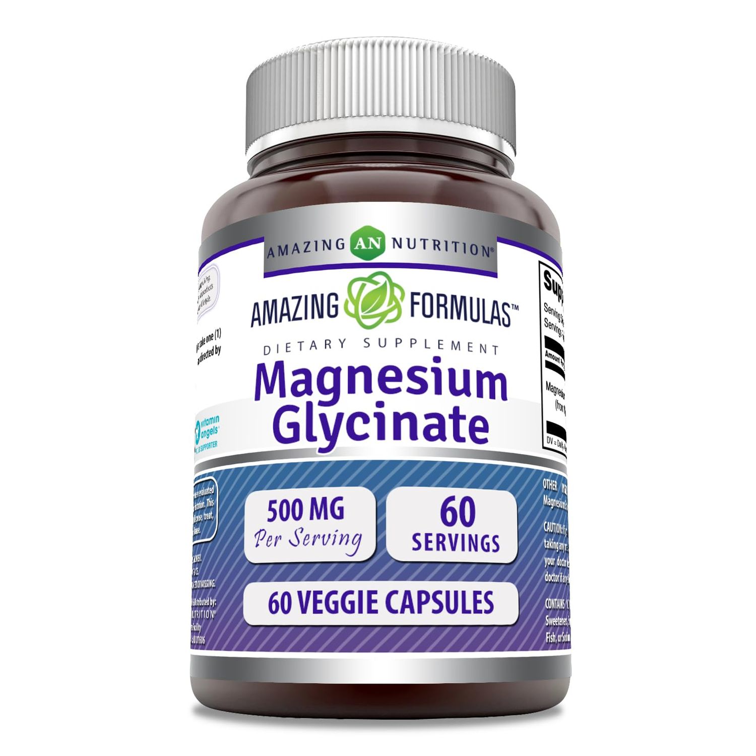 Amazing Formulas Magnesium Glycinate 500 Mg 60 Veggie Capsules Supplement Non-GMO Gluten-Free Made in USA