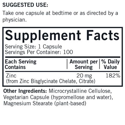 Kirkman - Zinc 20mg - 100 Capsules - Immune Support - High Absorption - Hypoallergenic