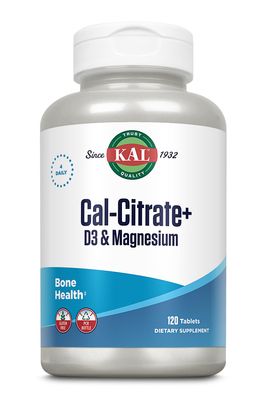 KAL Cal-Citrate, Calcium Citrate Plus Vitamin D-3 and 500 mg of Magnesium, Healthy Bones and Teeth Support, Gluten Free and Lab Verified for Quality, 30 Servings, 120 Tablets