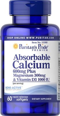 Puritan&#39;s Pride Absorbable Calcium 600mg Plus Magnesium 300mg Vitamin D 1000iu