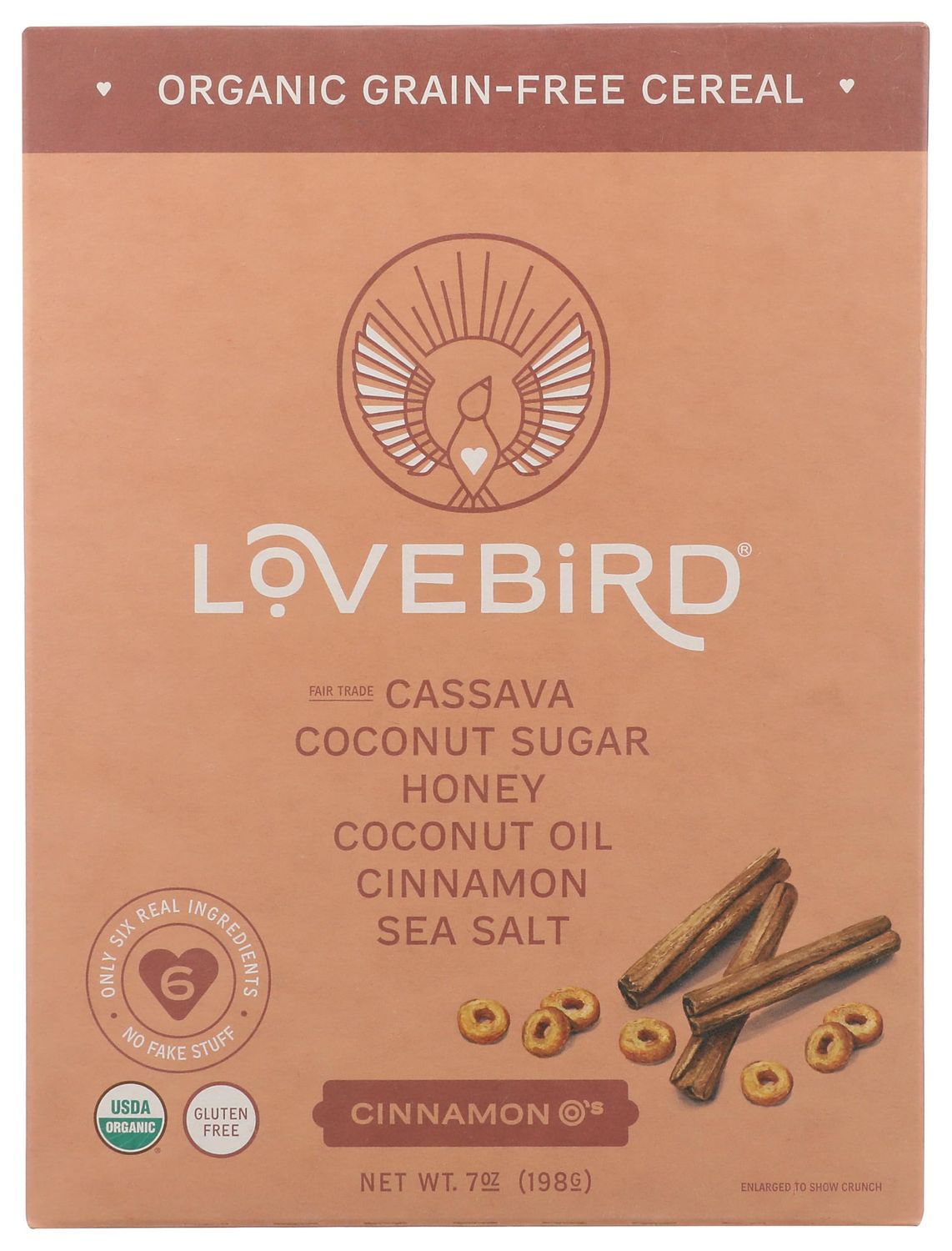 Lovebird Organic Grain Free Cinnamon O&#39;s Cereal, 7 OZ