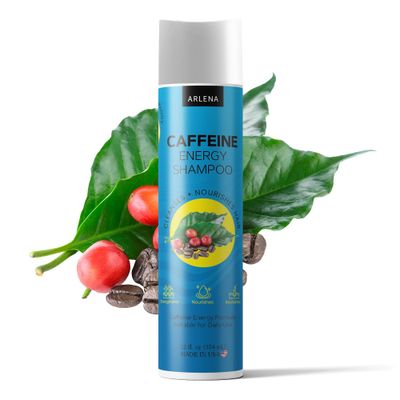 ARLENA Caffeine Energy Shampoo - Hair Growth Stimulating Shampoo with Biotin, Peppermint Keratin - Sulfate-Free Energizing Cleanser for Thinning Hair - 12 fl oz