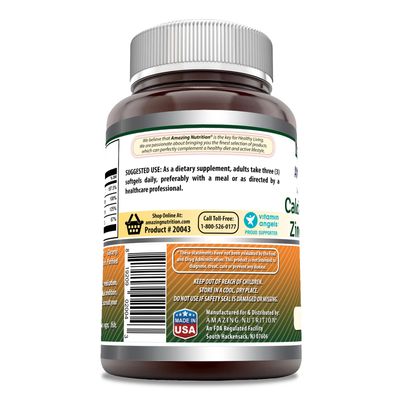 Amazing Formulas Calcium Magnesium Zinc D3 240 Softgels Supplement Non-GMO Gluten Free (Pack of 1)