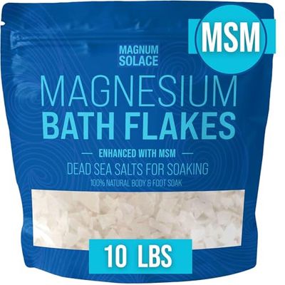 Magnesium Flakes with MSM - Magnesium Chloride Flakes - Dead Sea Salts for Soaking, 10 LBS
