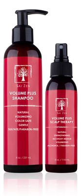 Sai Zen Volume Plus Set Volumizing Shampoo 8 oz. Scalp Therapy Spray 4 oz. Anti-Thinning Formula Made in USA Sulfate, Alcohol Paraben Free